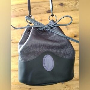 John Fluevog street savvy charcoal Shoulder Bag -drawstring top sturdy leather